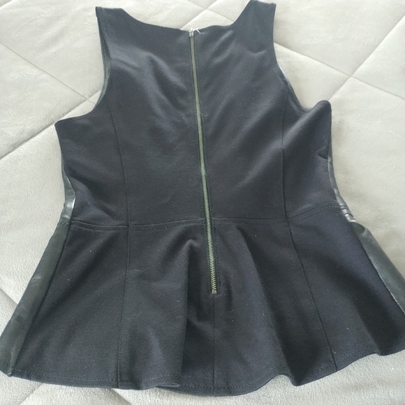 Nordstrom Halogen Black Leather Peplum Top XS - Picture 10 of 11